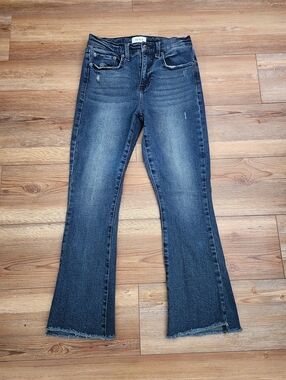 Pistola Lennon High Waist Raw Hem Crop Bootcut Jeans Women's 27 Blue